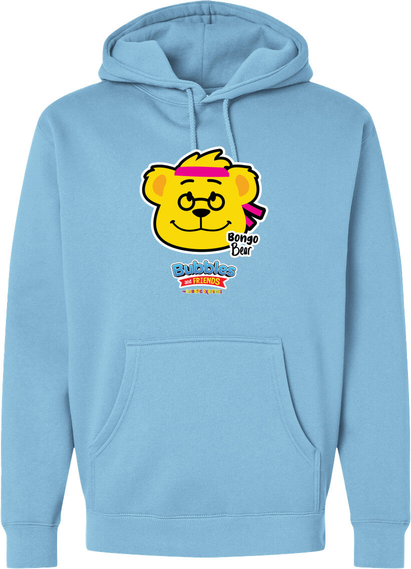 Bubbles & Friends- Friends from Happyville 'Bongo bear' Midweight Hooded Sweatshirt- Unisex