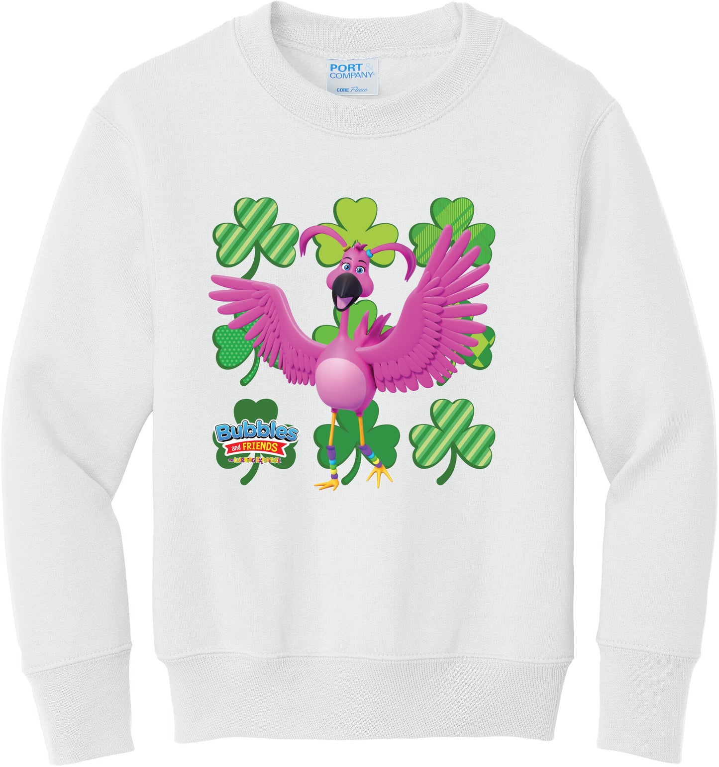 Bubbles & Friends St. Patrick's Day Flexi Children's Fleece Crewneck Sweatshirt