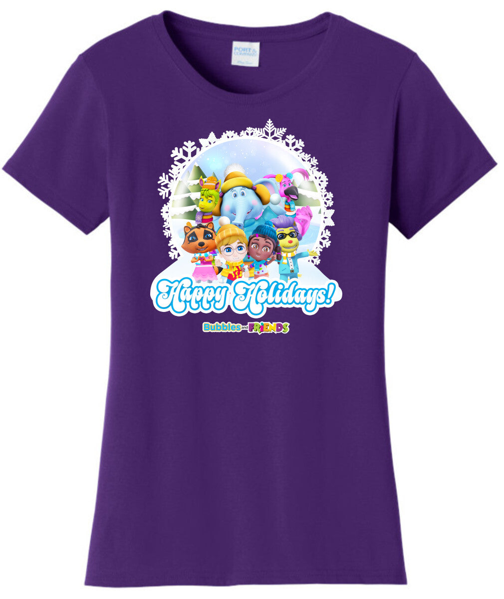 Bubbles & Friends Holiday Womens T-Shirt- Snowflake