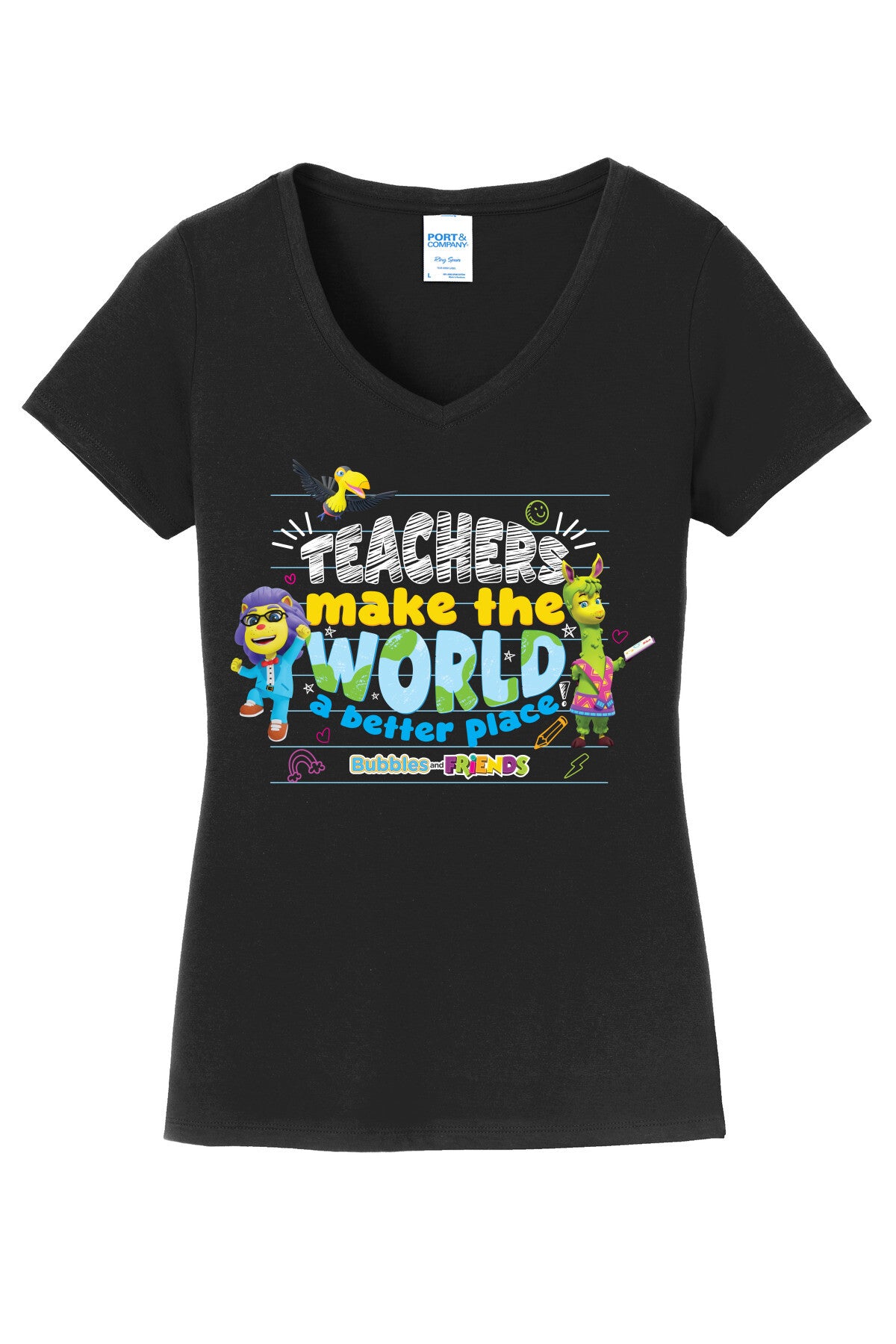 Bubbles & Friends  Teacher Appreciation World Women's V-Neck Tee