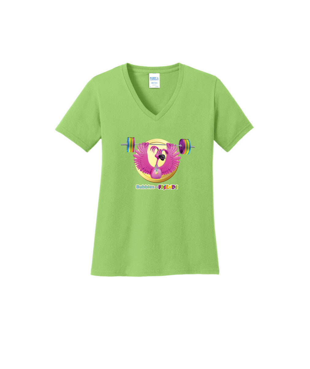 Bubbles and Friends - Summer Games Collection Flexi Weights Women V-Neck T-Shirt