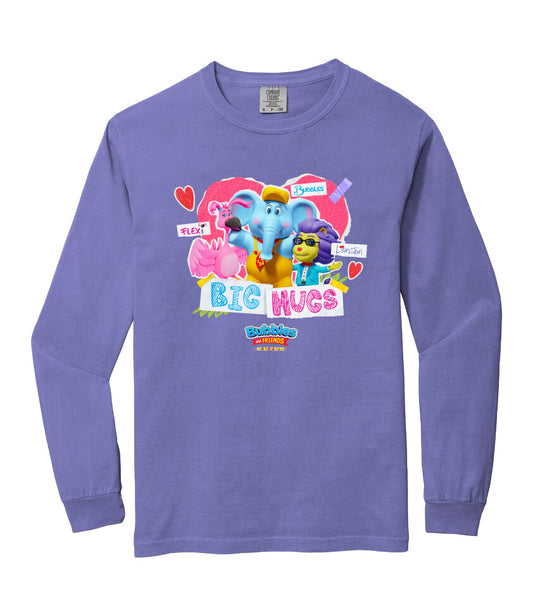 Bubbles & Friends Valentines Big Hugs Heavyweight Long Sleeve Tee