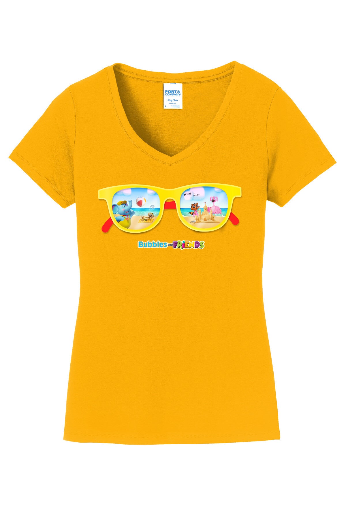 Bubbles & Friends Summer Sunglasses V-Nick Women's Tee