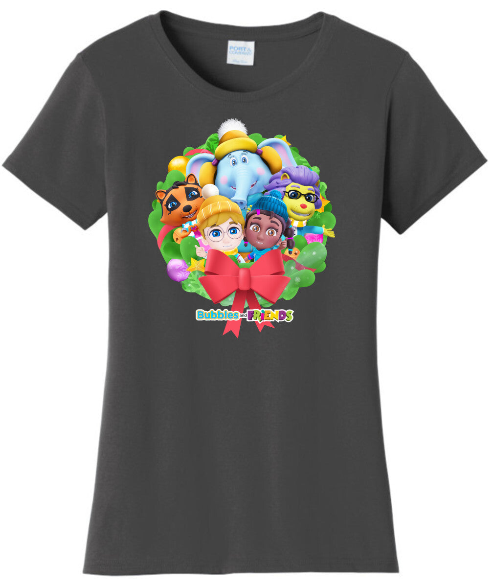 Bubbles & Friends Holiday T-Shirt- All Friends Womens Shirt