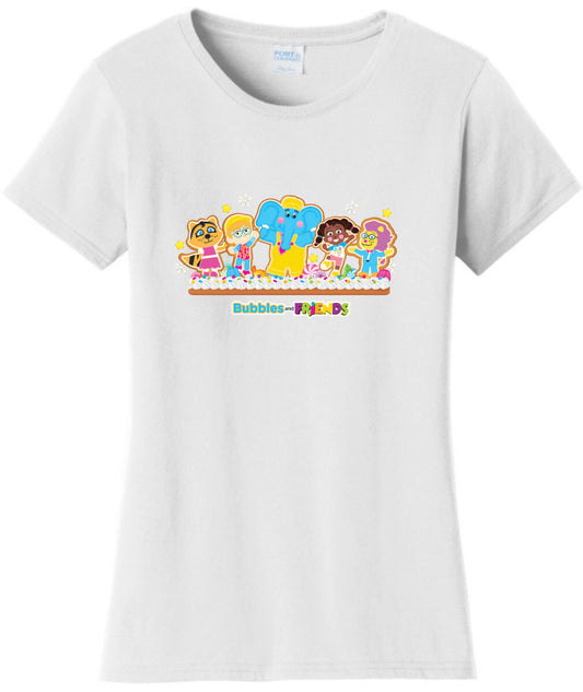 Bubbles & Friends Womens Holiday T-Shirt- Gingerbread Friends