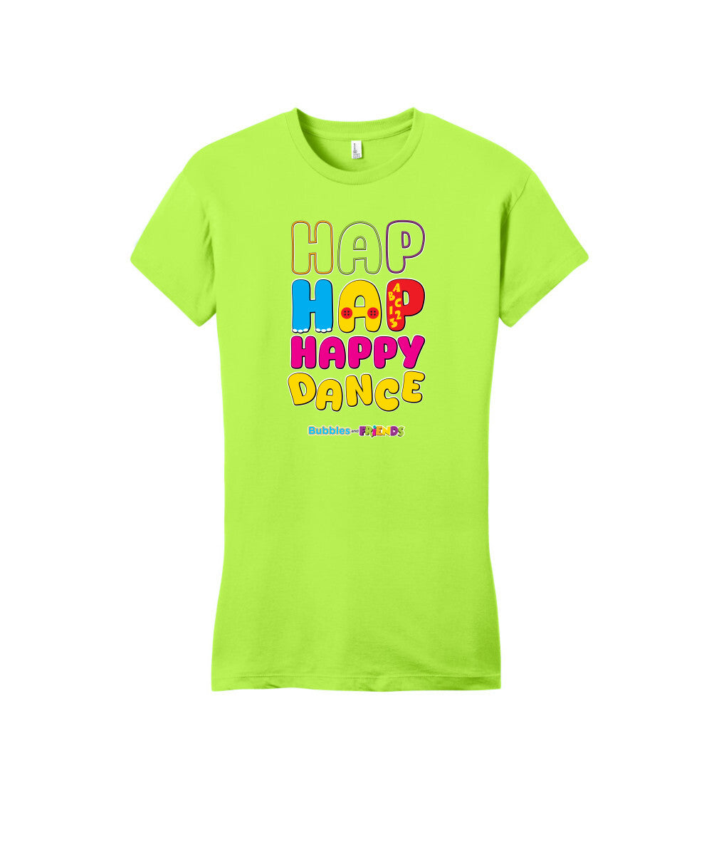 Bubbles and Friends – Happy Dance Collection Hap Hap Happy Dance Womens Fitted T-Shirt