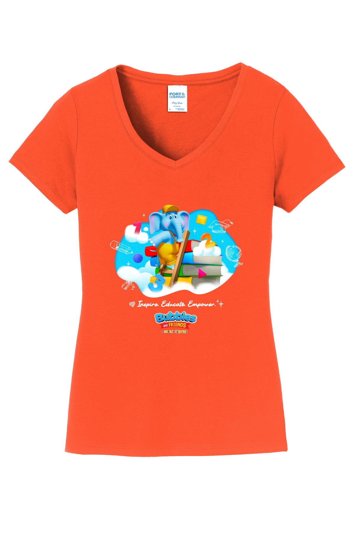 Bubbles & Friends Inspire Educate Empower Women's V-Neck Tee