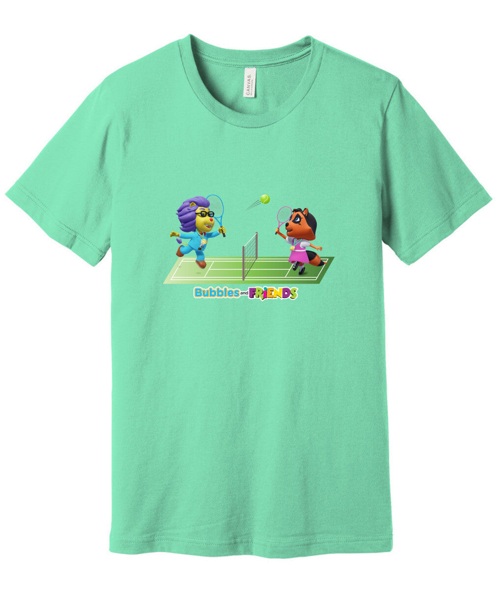 Bubbles and Friends - Summer Games Collection Tennis Match Adult T-Shirt