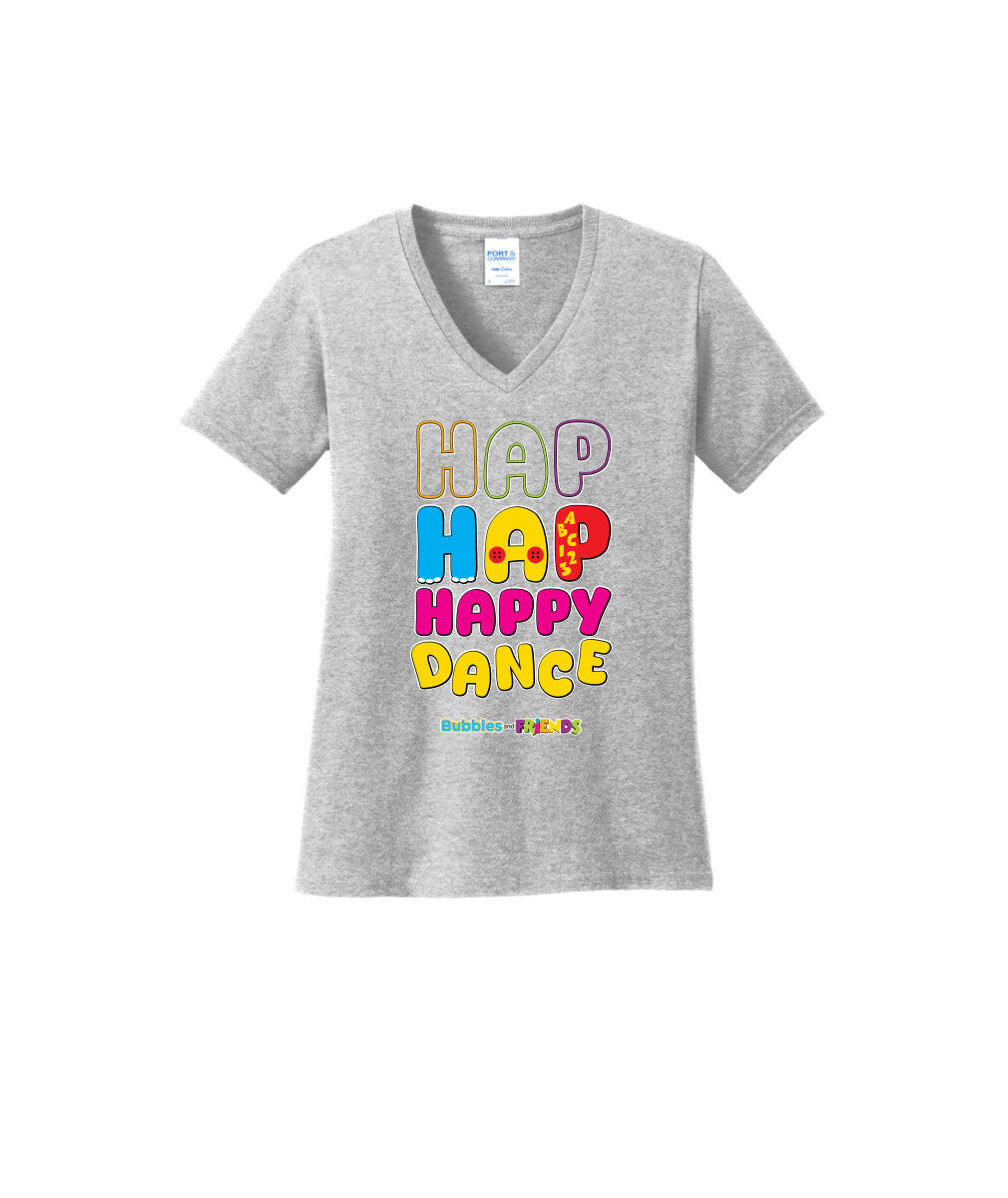 Bubbles and Friends – Happy Dance Collection Hap Hap Happy Dance Women V-Neck T-Shirt