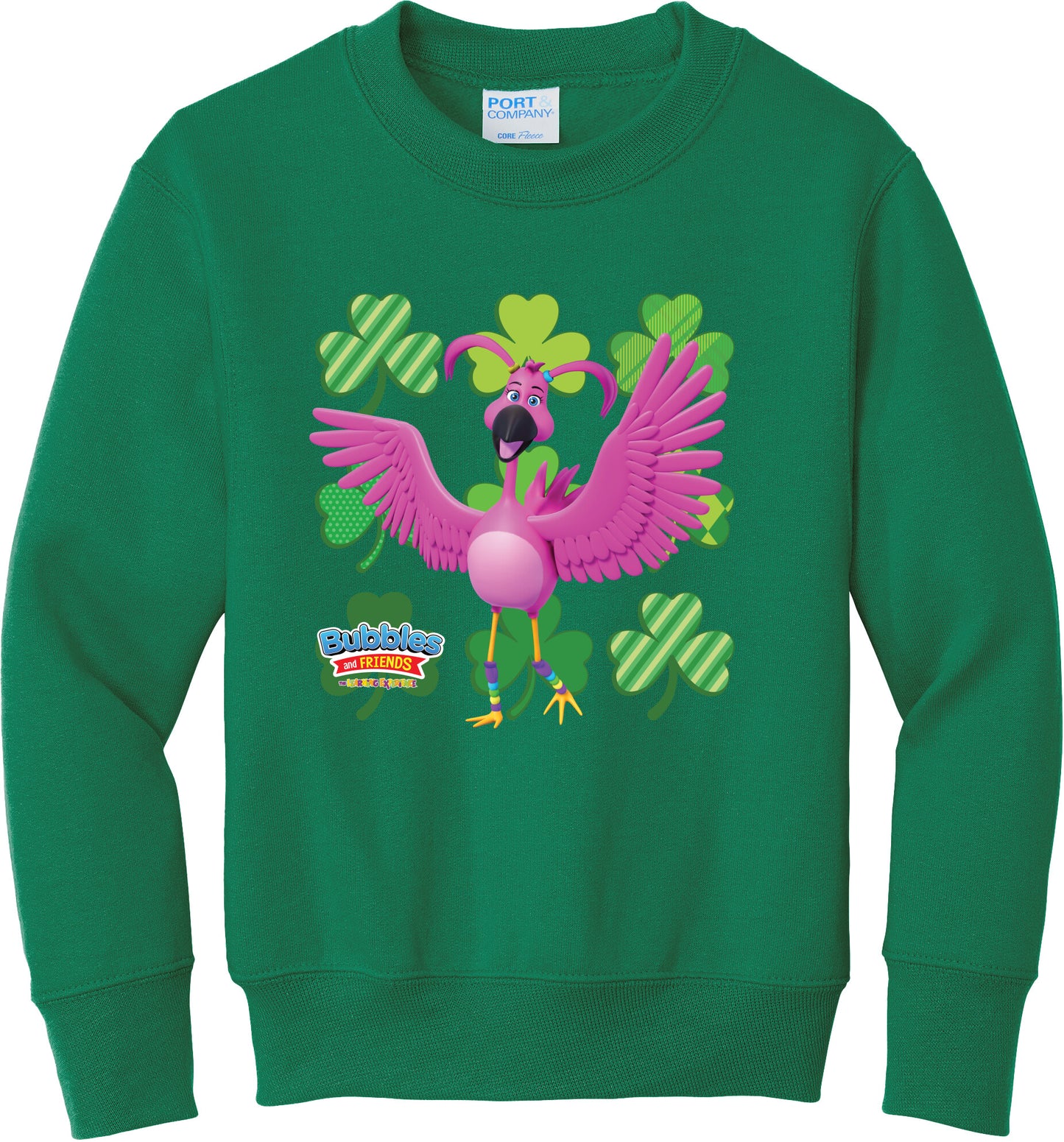 Bubbles & Friends St. Patrick's Day Flexi Children's Fleece Crewneck Sweatshirt