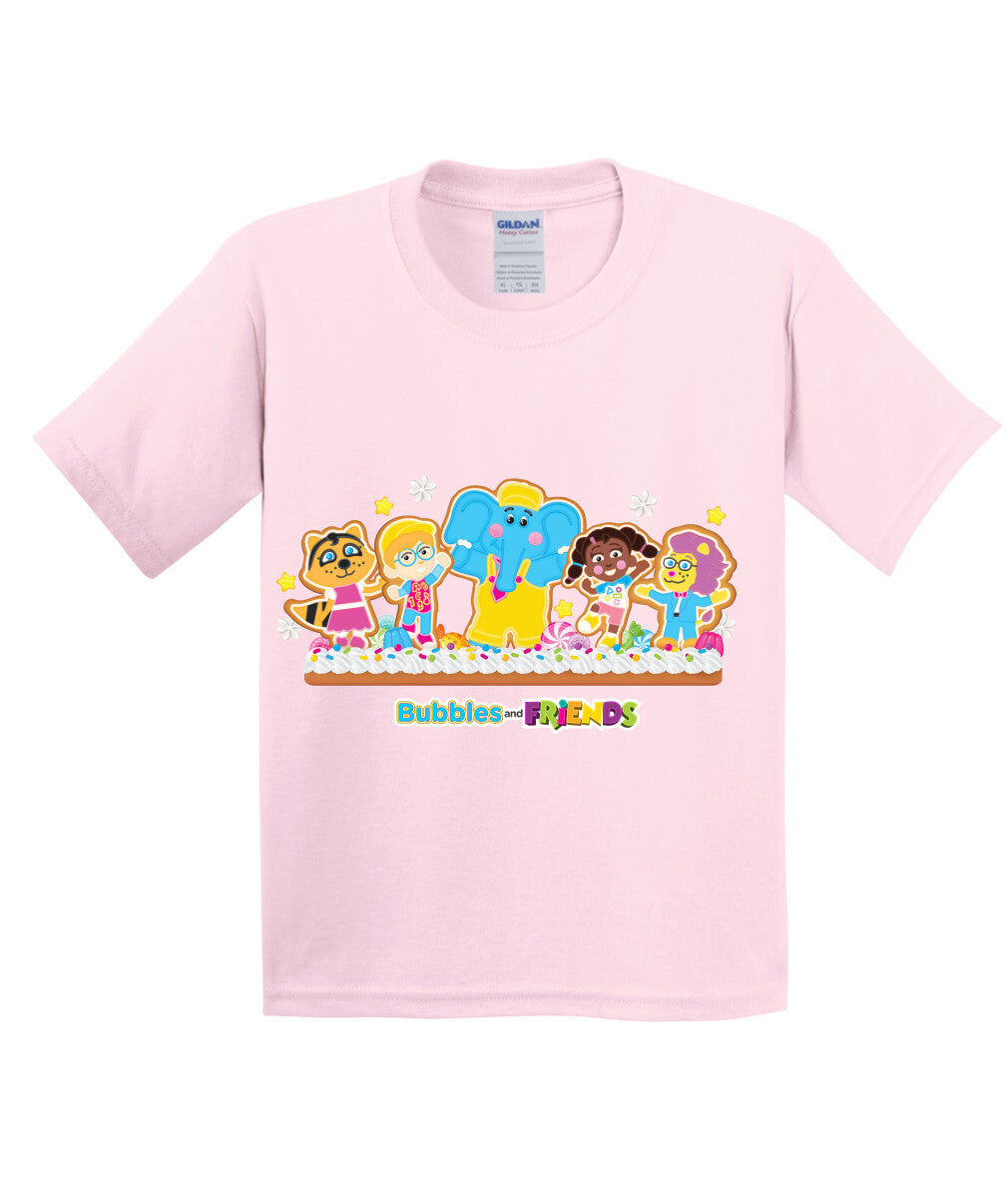 Bubbles & Friends Holiday Youth T-Shirt- Gingerbread Friends