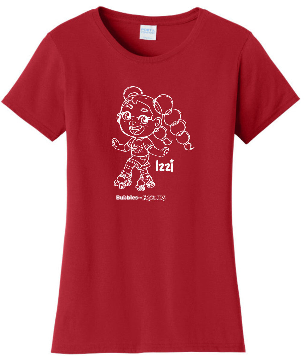 Bubbles Friends - Happy Doodles (White) Izzi Ladies T-Shirt