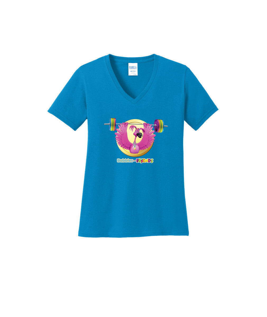 Bubbles and Friends - Summer Games Collection Flexi Weights Women V-Neck T-Shirt