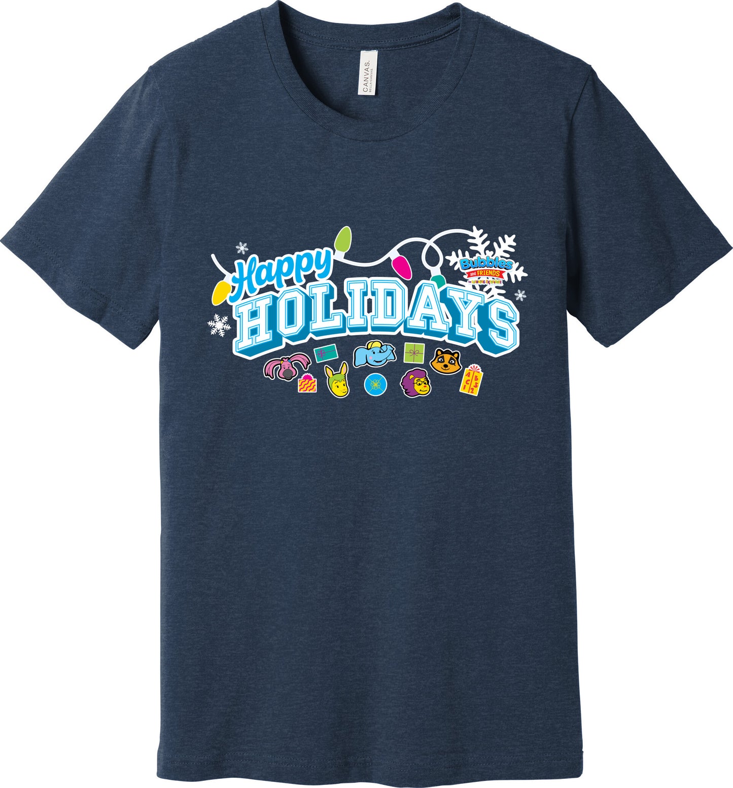 Bubbles & Friends Holiday Happy Holidays Unisex Heather Tee