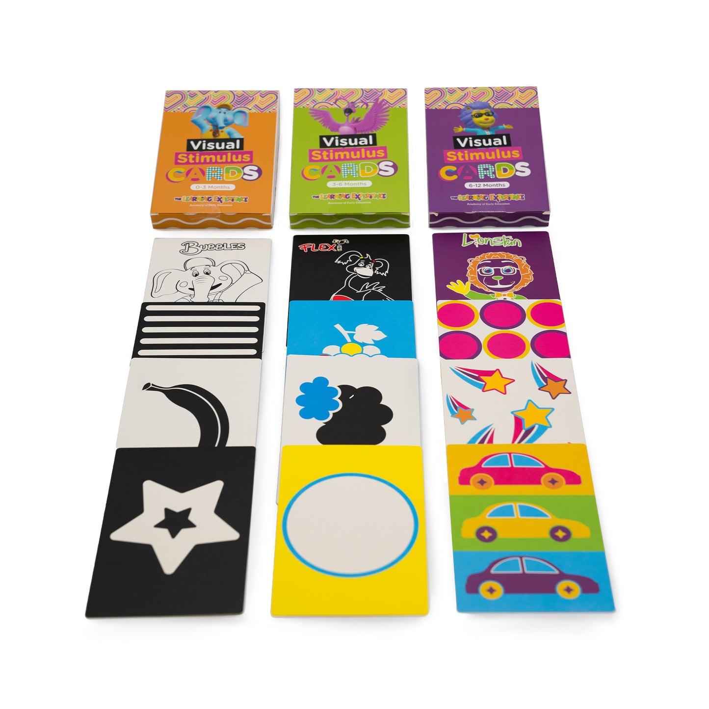 3 in 1 Bubbles and Friends / The Learning Experience Infant Contrast Cards Bundle Pack- 0 to 12 Months