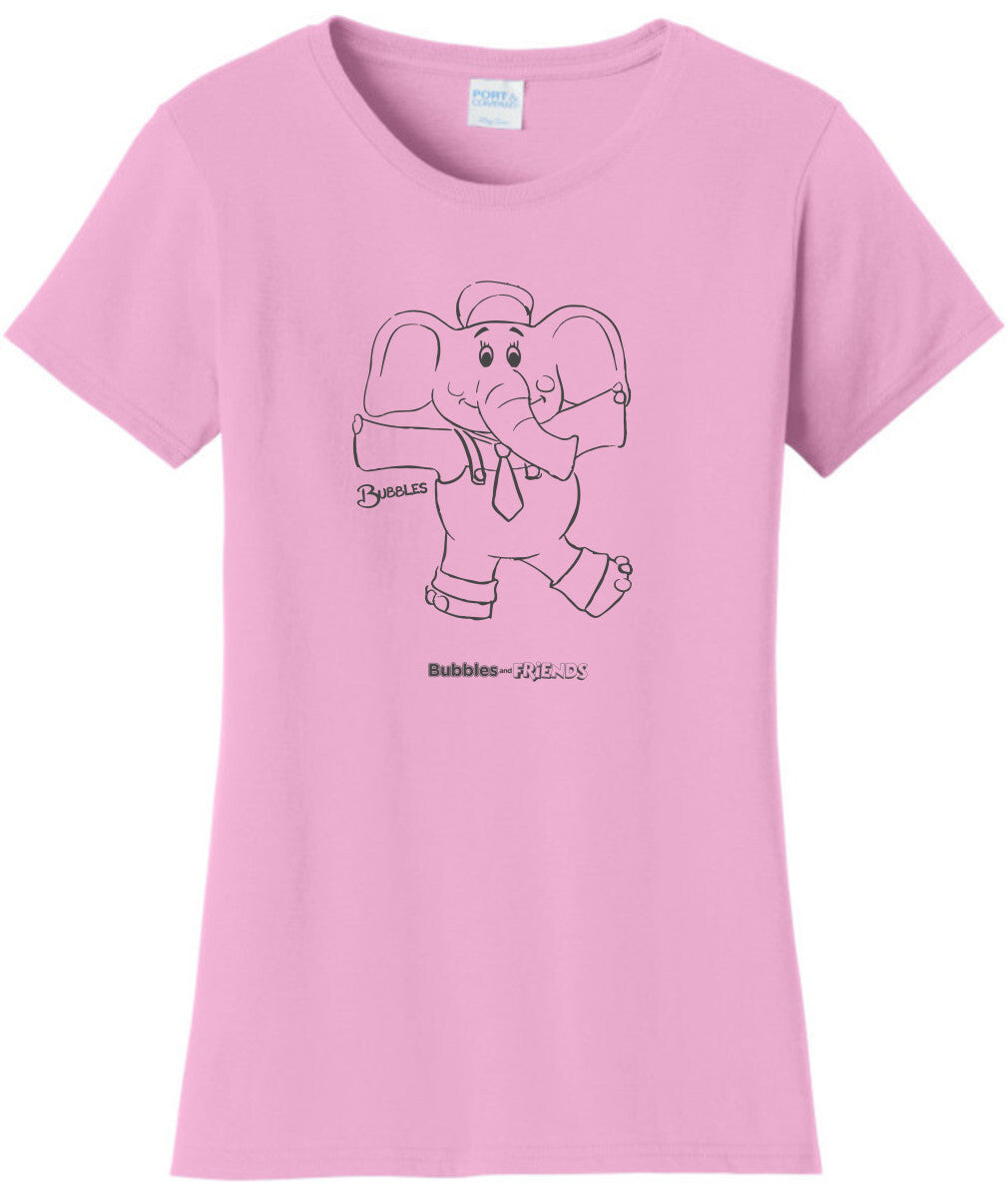 Bubbles and Friends - Happy Doodles Bubbles Ladies T-Shirt