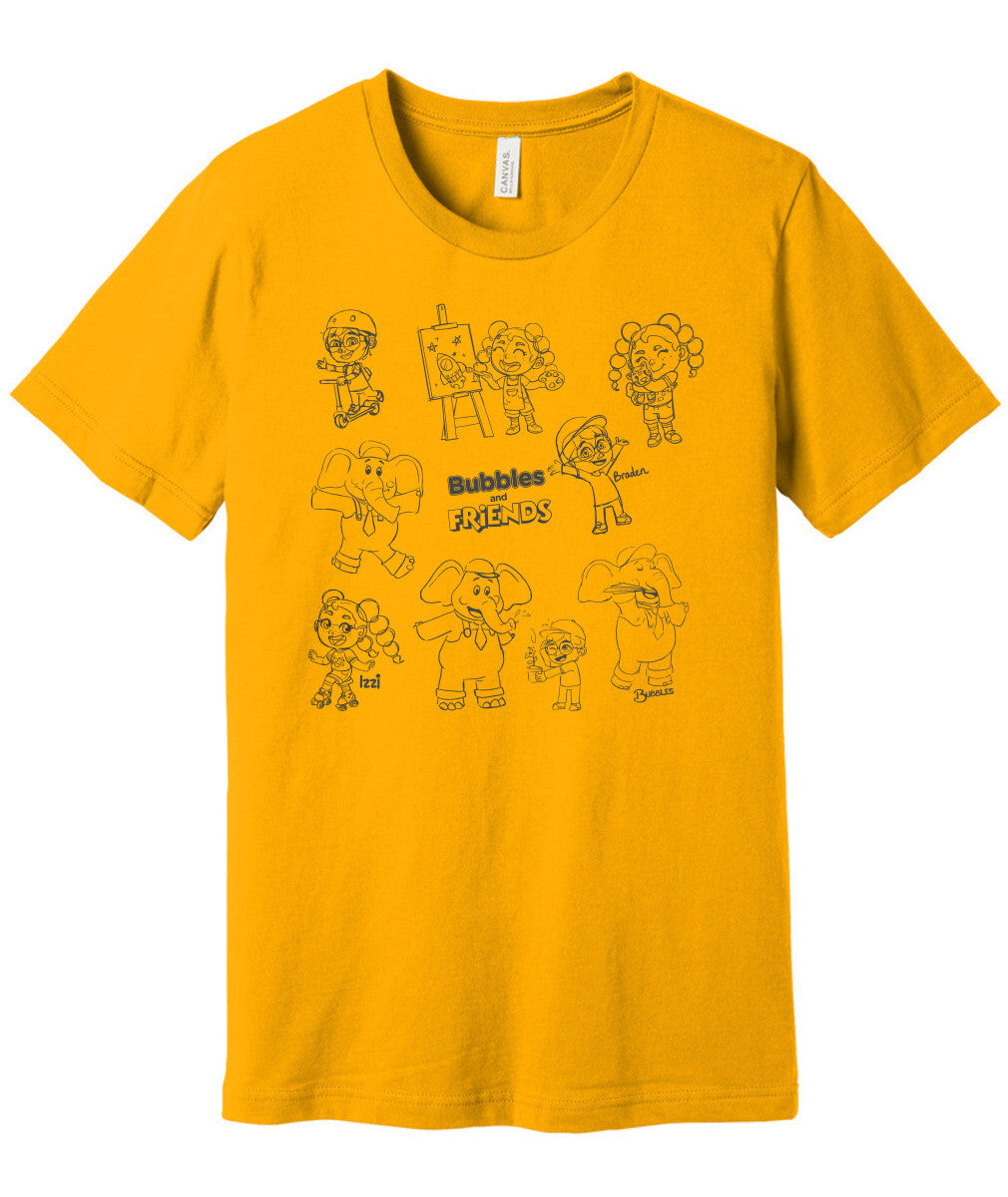 Bubbles and Friends - Happy Doodles Team Adult T-shirt