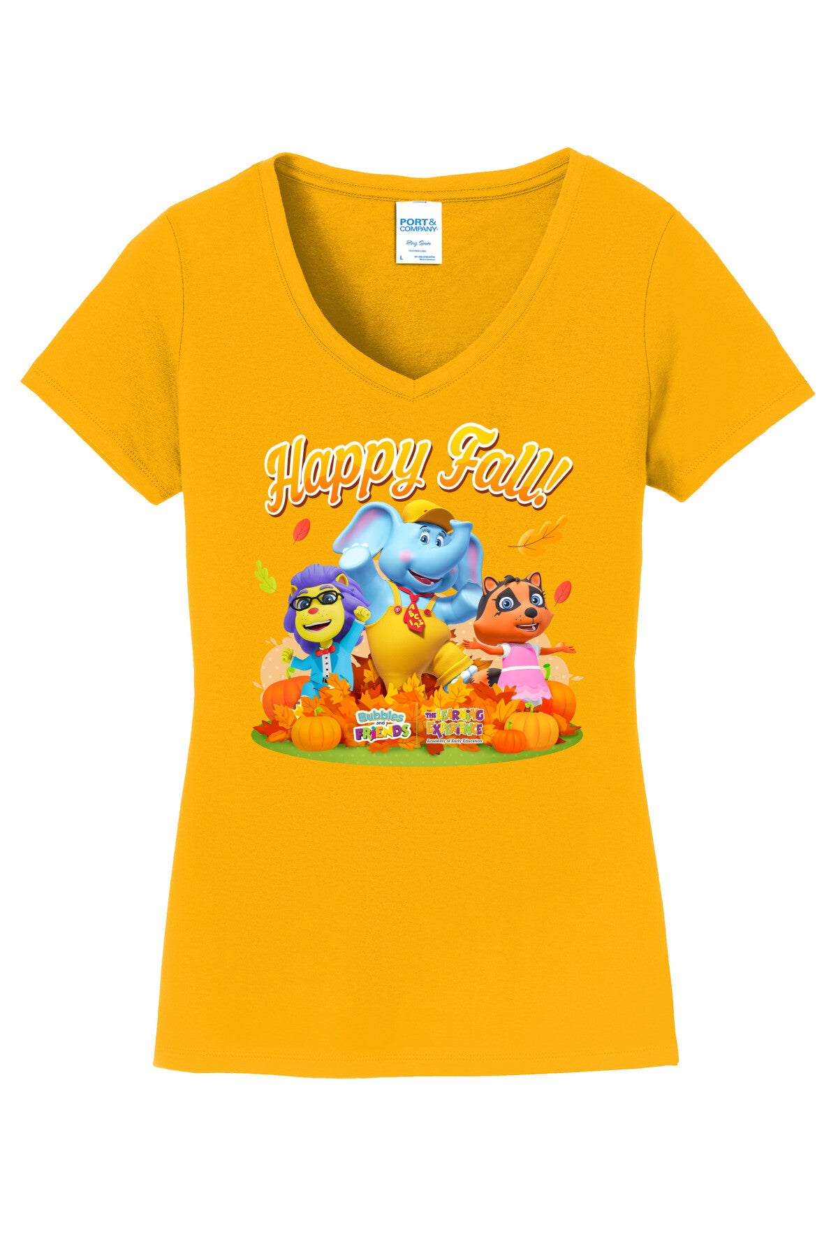 Bubbles & Friends Happy Fall Women's V-Nick T-shirt