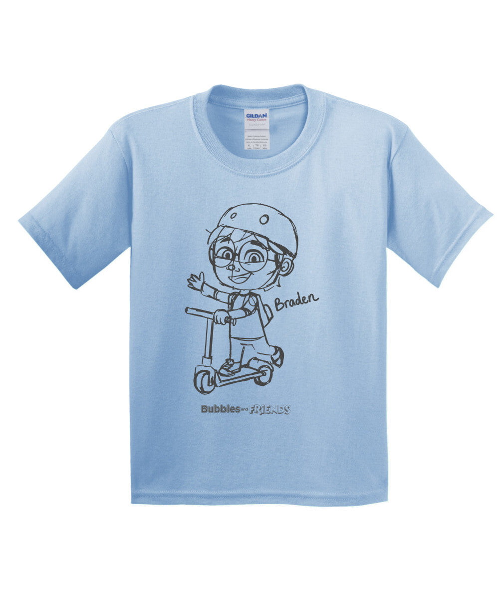 Bubbles and Friends - Happy Doodles Braden Childrens T-Shirt