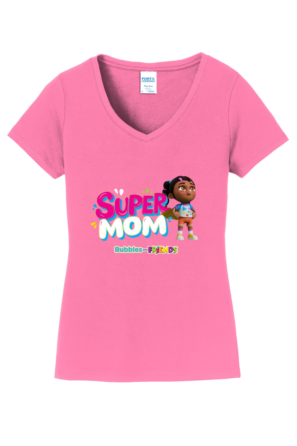 Bubbles & Friends Mothers Day SuperMom Women's V-Neck Tee