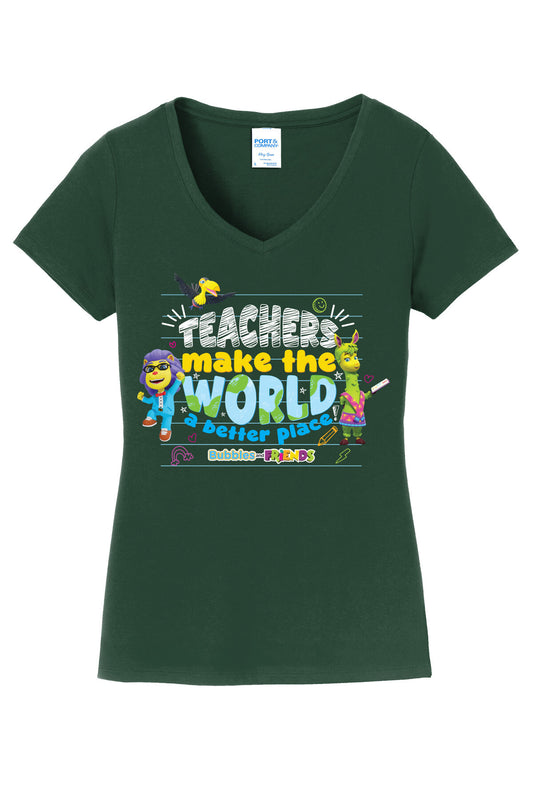 Bubbles & Friends  Teacher Appreciation World Women's V-Neck Tee