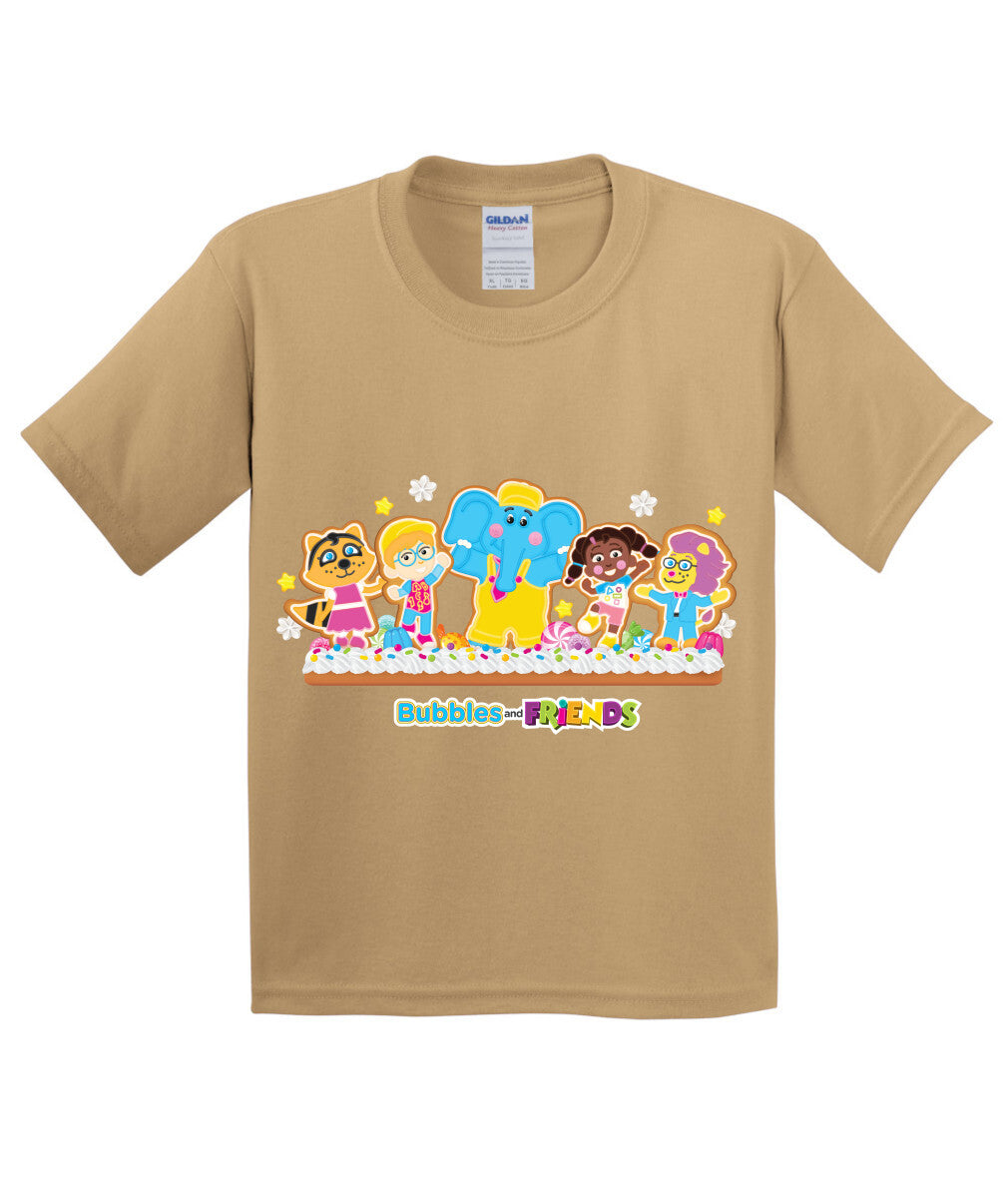 Bubbles & Friends Holiday Youth T-Shirt- Gingerbread Friends