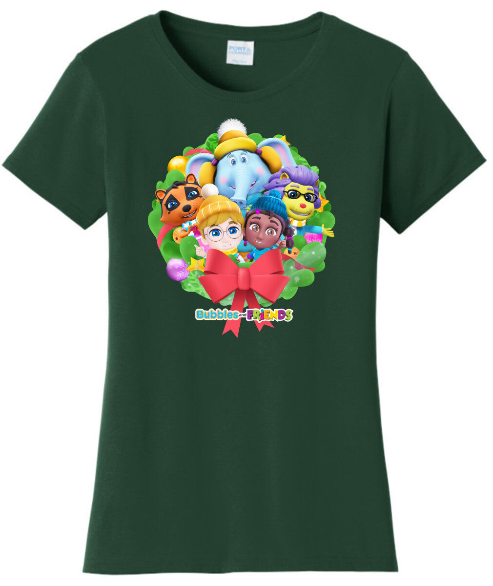 Bubbles & Friends Holiday T-Shirt- All Friends Womens Shirt