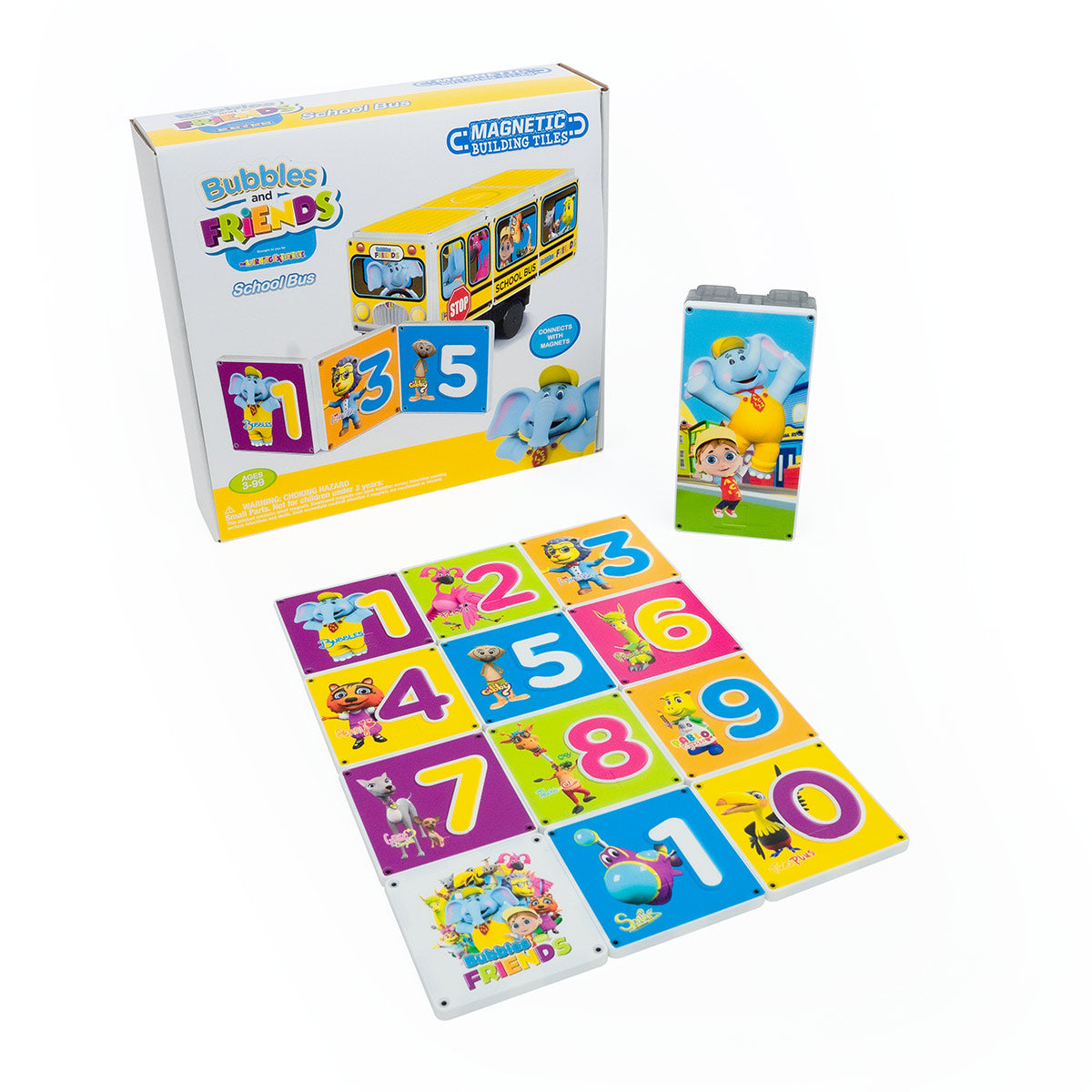 Bubbles and Friends - School Bus Magnetic Tile set