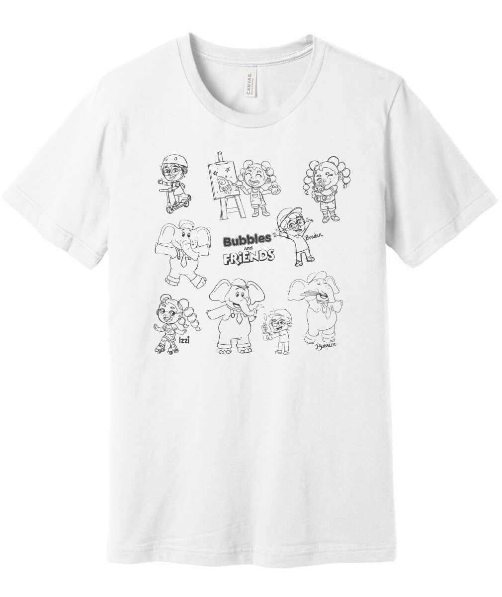 Bubbles and Friends - Happy Doodles Team Adult T-shirt