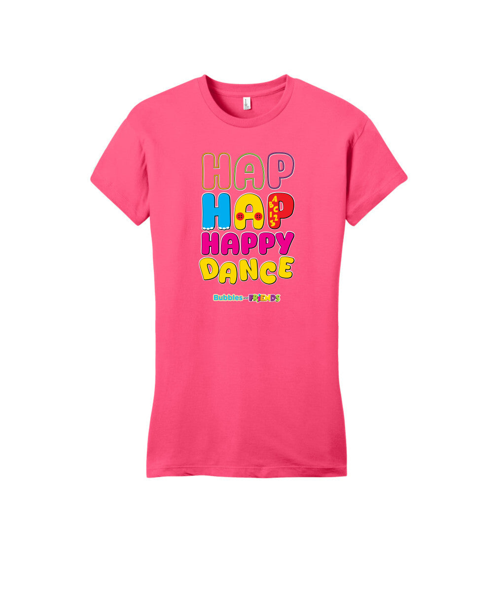 Bubbles and Friends – Happy Dance Collection Hap Hap Happy Dance Womens Fitted T-Shirt