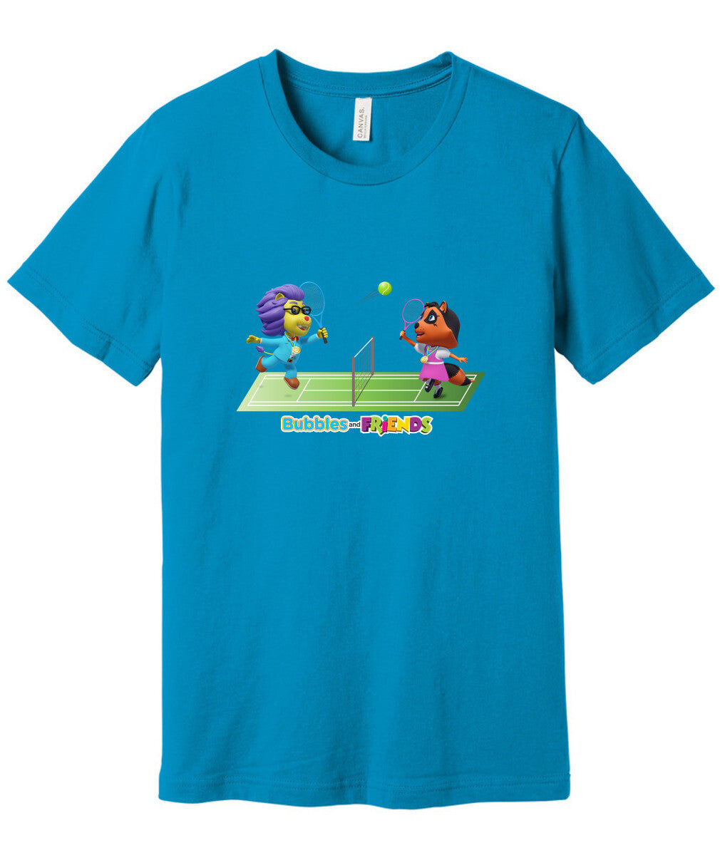 Bubbles and Friends - Summer Games Collection Tennis Match Adult T-Shirt