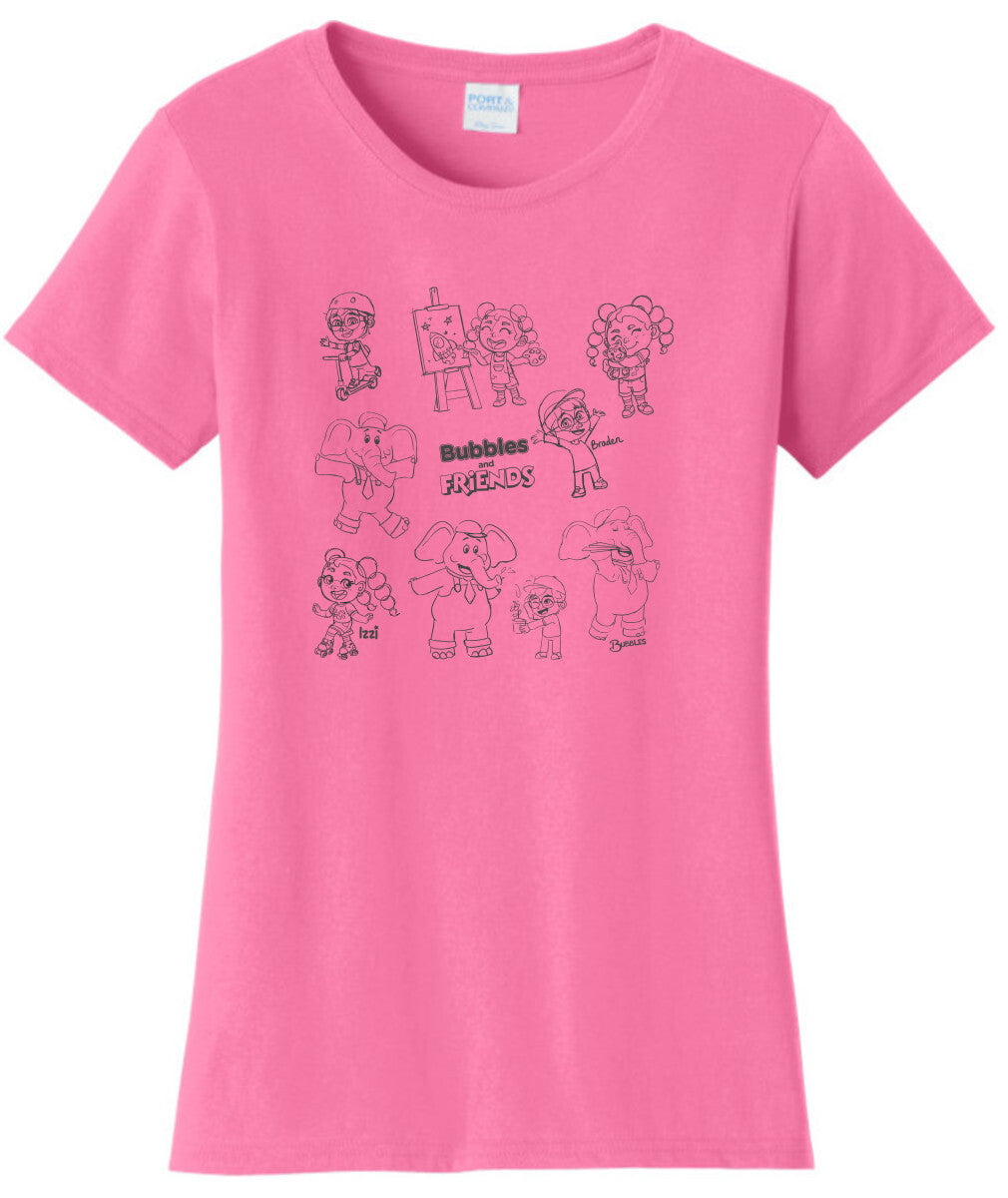 Bubbles and Friends - Happy Doodles Team Ladies T-Shirt