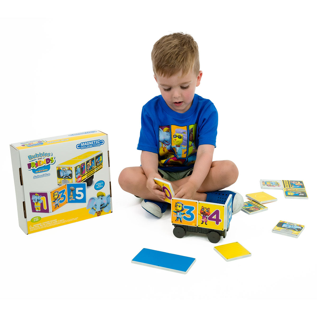 Bubbles and Friends - School Bus Magnetic Tile set