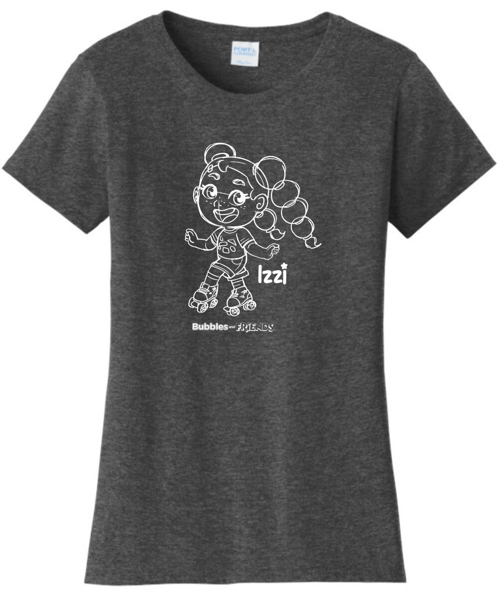 Bubbles Friends - Happy Doodles (White) Izzi Ladies T-Shirt