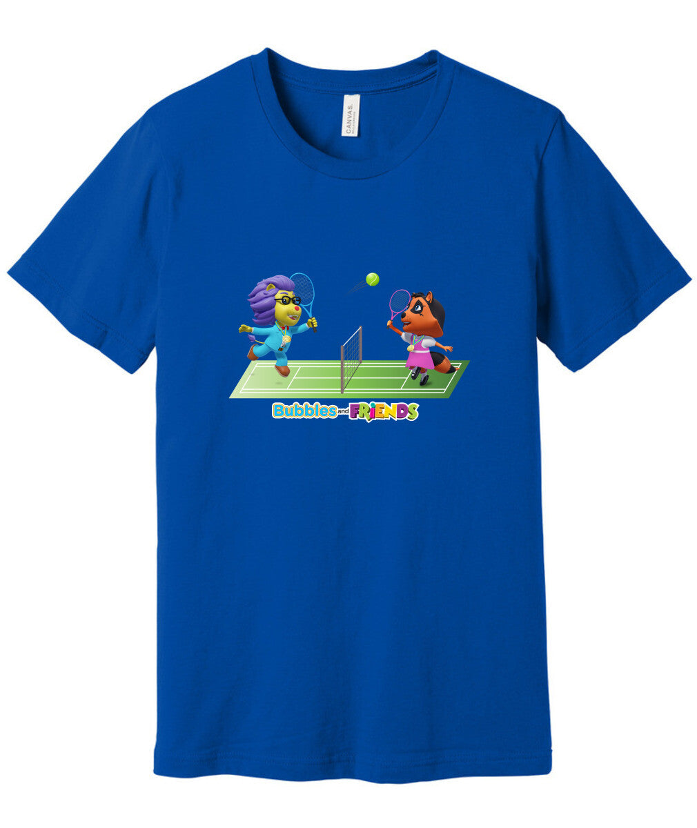 Bubbles and Friends - Summer Games Collection Tennis Match Adult T-Shirt