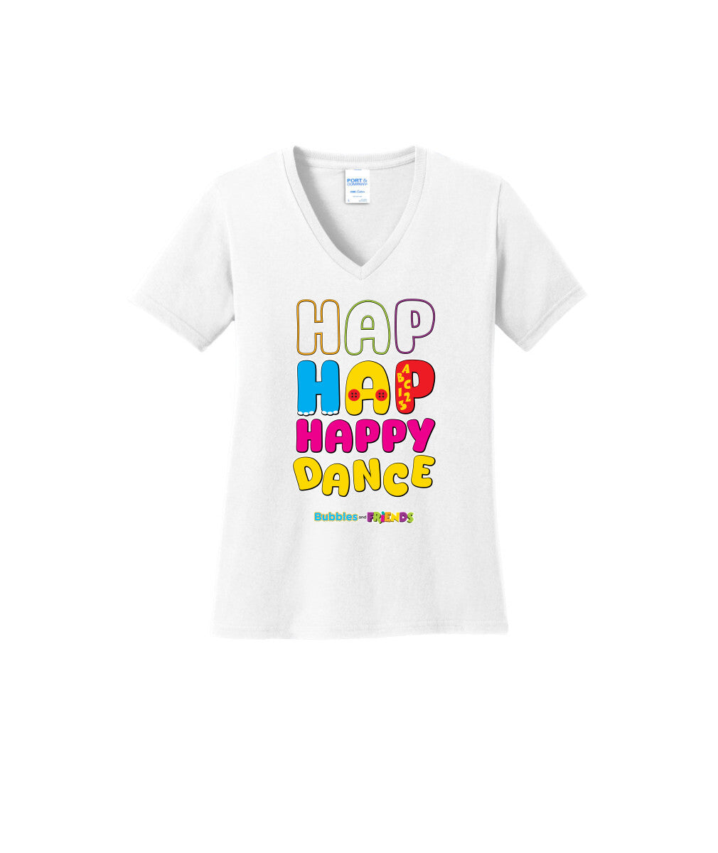 Bubbles and Friends – Happy Dance Collection Hap Hap Happy Dance Women V-Neck T-Shirt