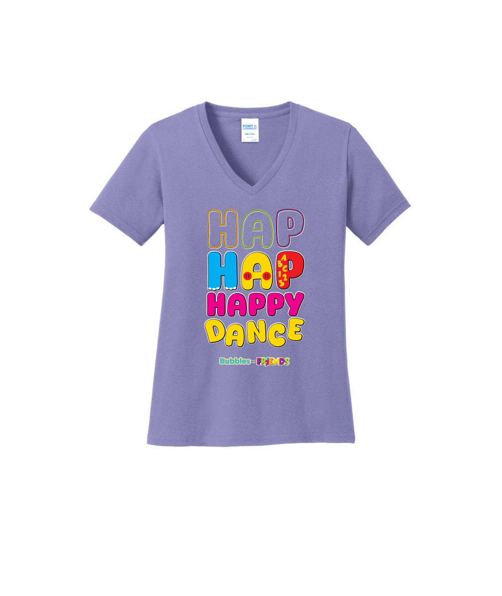 Bubbles and Friends – Happy Dance Collection Hap Hap Happy Dance Women V-Neck T-Shirt