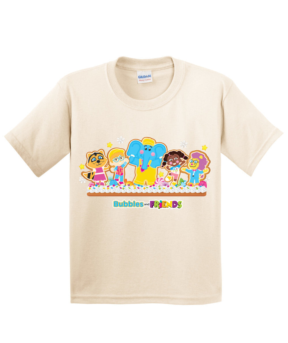 Bubbles & Friends Holiday Youth T-Shirt- Gingerbread Friends