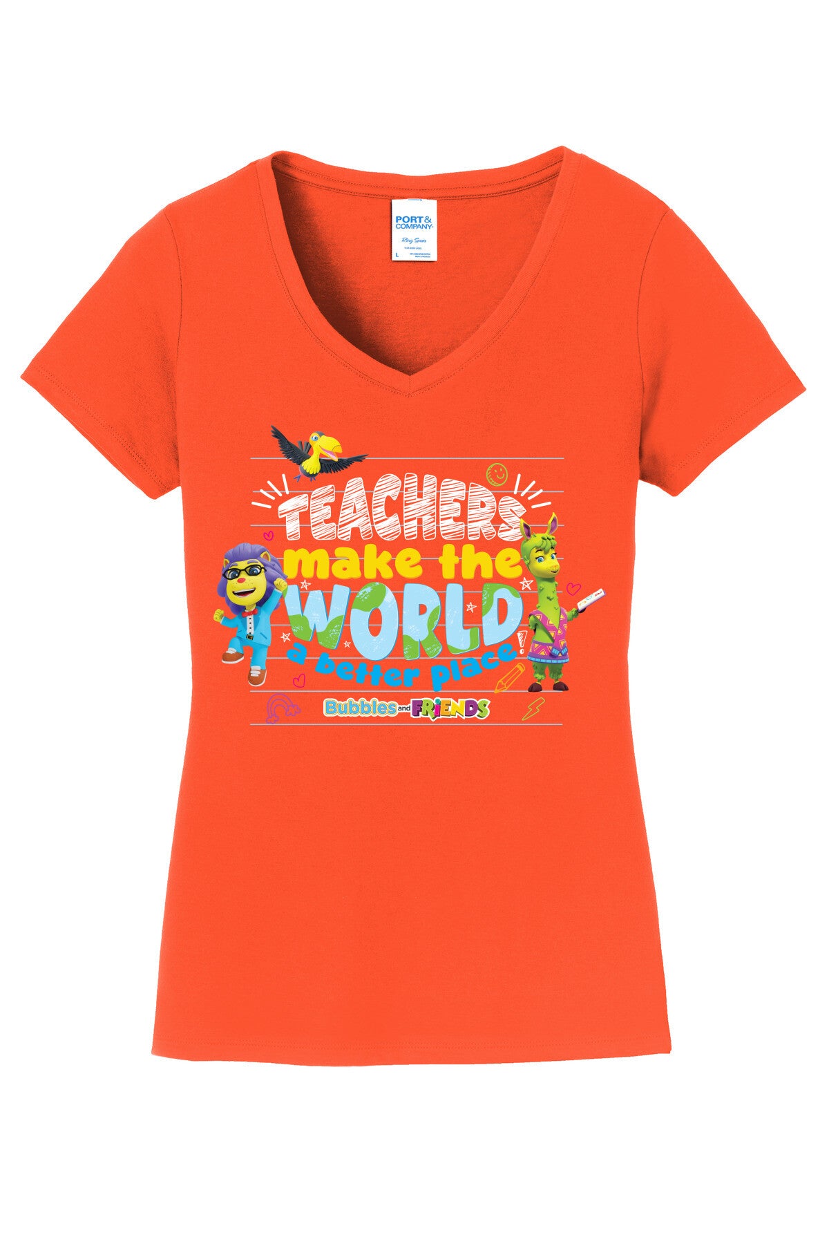 Bubbles & Friends  Teacher Appreciation World Women's V-Neck Tee
