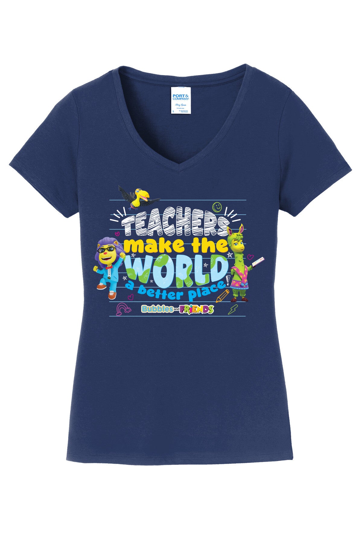 Bubbles & Friends  Teacher Appreciation World Women's V-Neck Tee