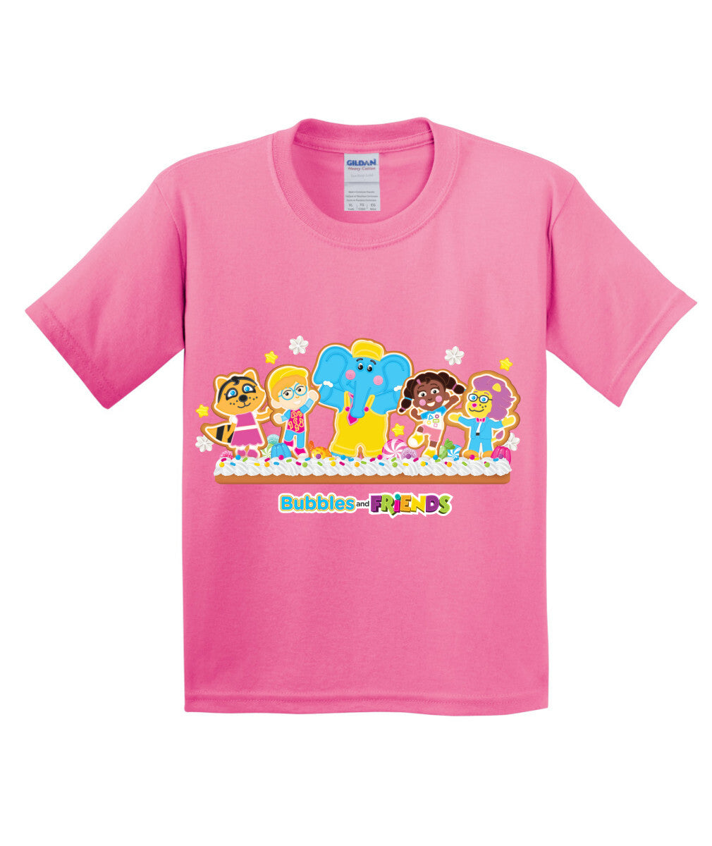 Bubbles & Friends Holiday Youth T-Shirt- Gingerbread Friends