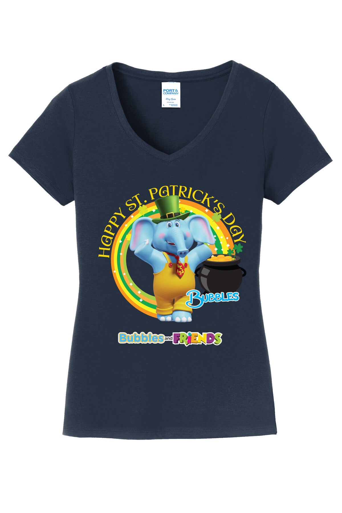 Bubbles & Friends St. Patricks BUBBLES Womens V-neck Tee