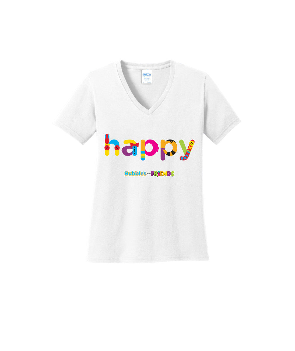 Bubbles and Friends - Happy Womens V-Neck T-Shirt