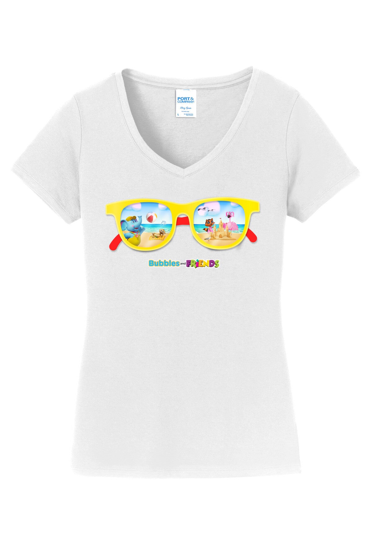 Bubbles & Friends Summer Sunglasses V-Nick Women's Tee