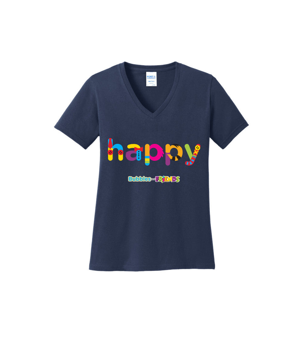 Bubbles and Friends - Happy Womens V-Neck T-Shirt