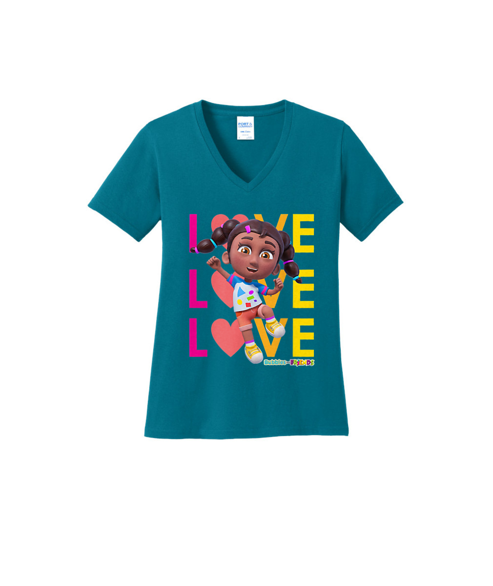 Bubbles and Friends Valentine Collection - Womens V-Neck Izzi Love
