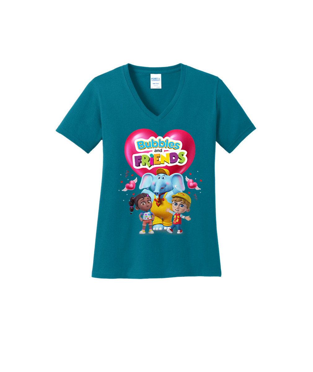 Bubbles and Friends Valentine Collection - Womens V-Neck Team Valentine
