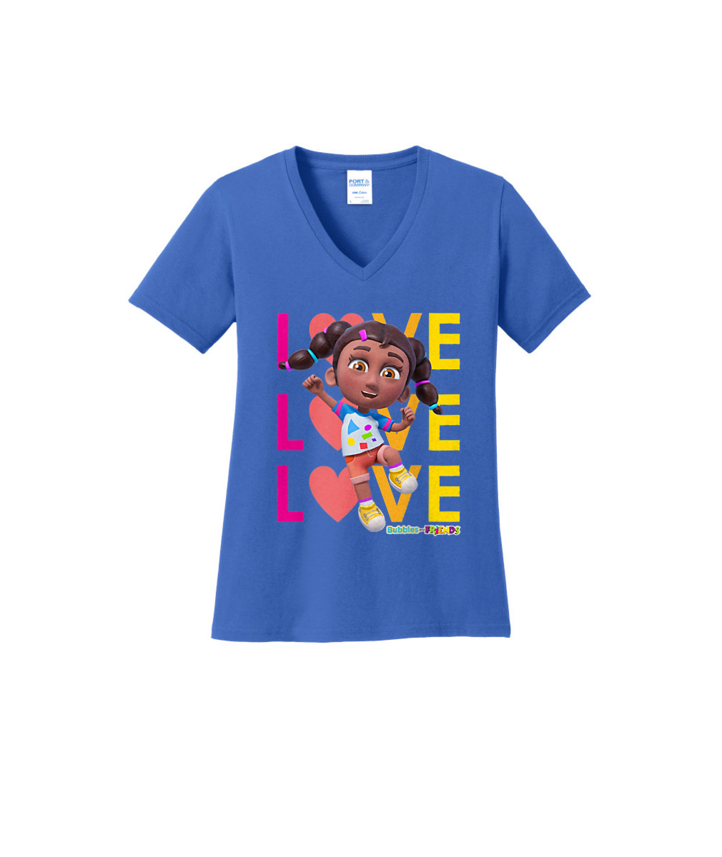 Bubbles and Friends Valentine Collection - Womens V-Neck Izzi Love