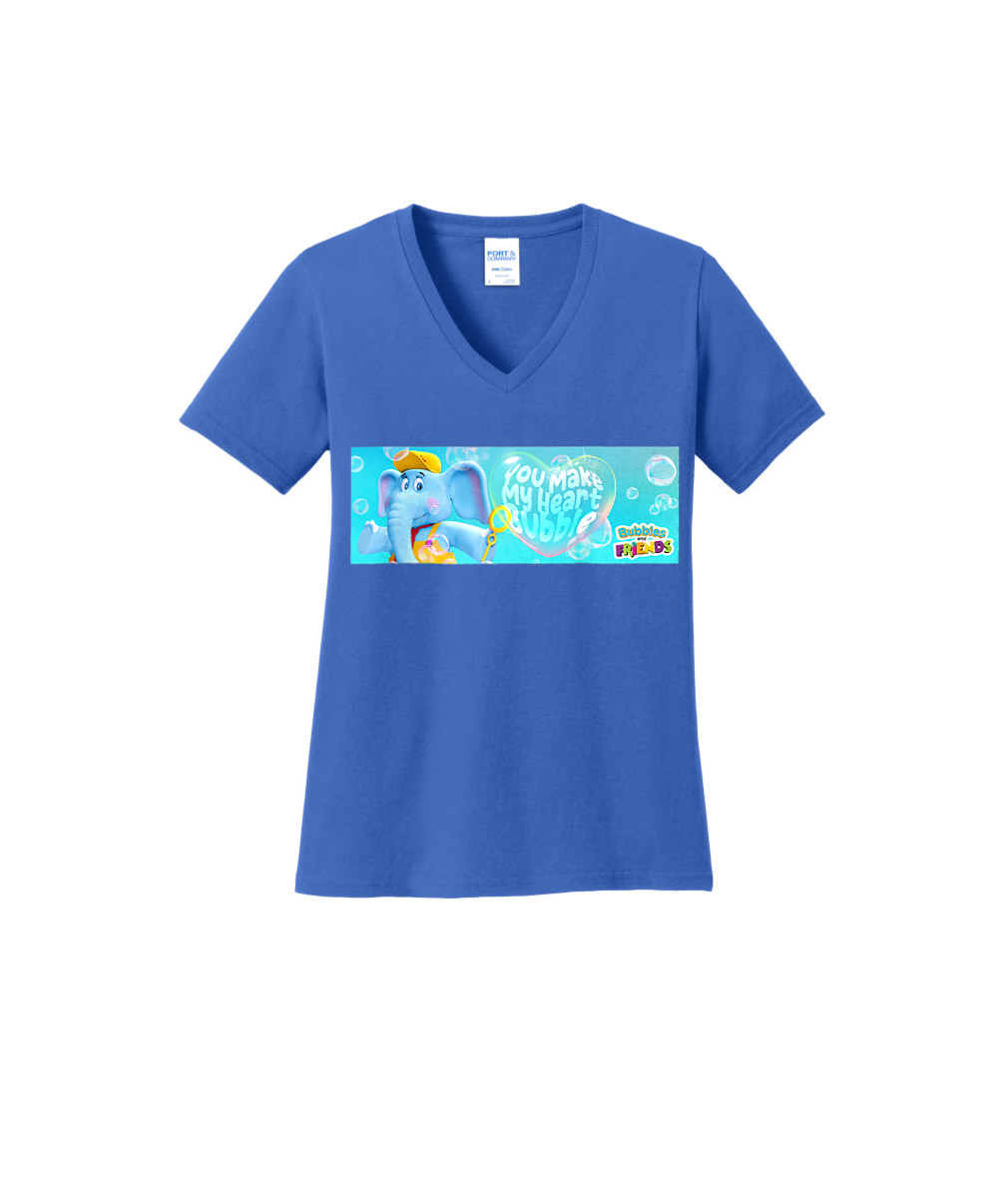 Bubbles and Friends Valentine Collection - Women's V-Neck You make my heart Bubble