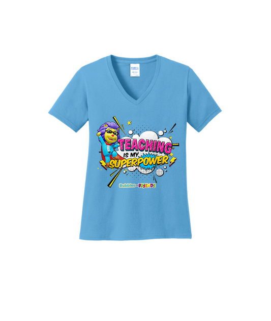 Bubbles and Friends - Teacher appreciation Lionstein Superpower Womens V-Neck T-Shirt